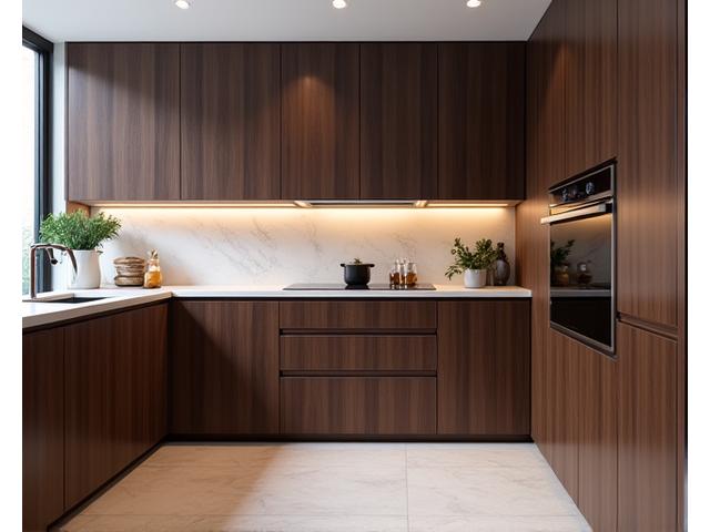 Moderne maatwerk keuken van notenhout